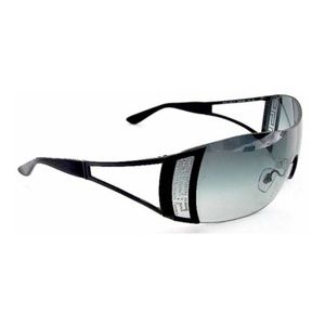 Versace 2058-B Black Rhinestone Cutout Shield Sunglasses